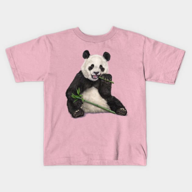 Panda Eating Bamboo Breakfast Kids T-Shirt by LauraGraves